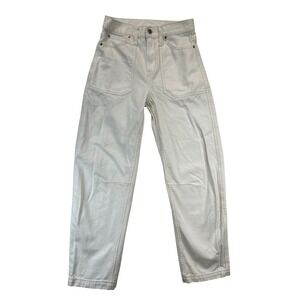 Gap Barrel Jeans Womens 25 0R White High Rise Relaxed Tapered Cotton Denim